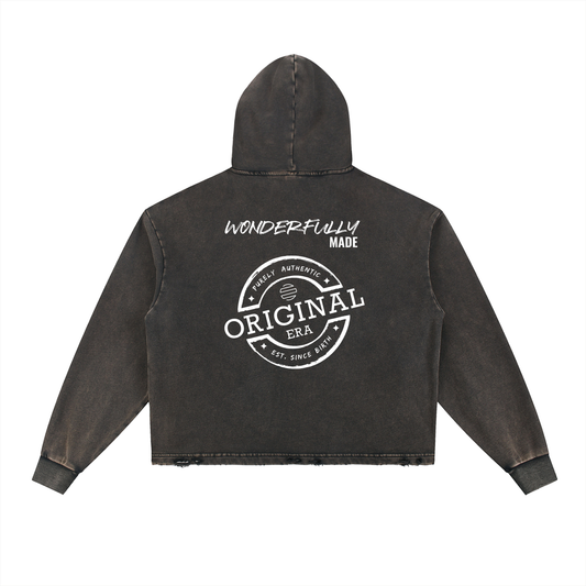 Original Era "Wonderfully Made" Vintage Washed Frayed-Hem Hoodie