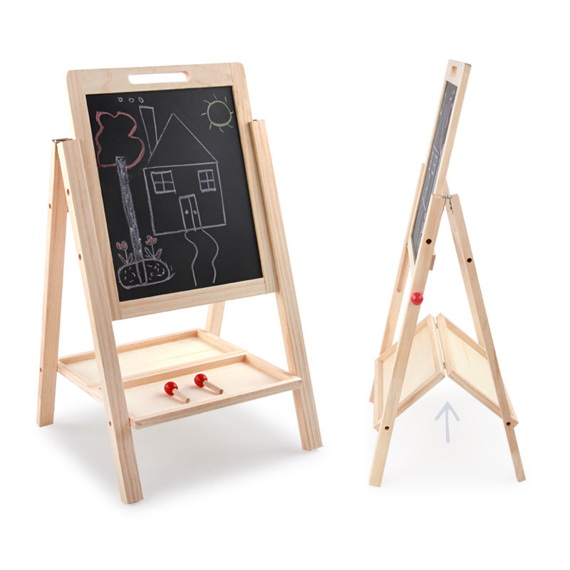 Wooden Dual-Sided Writing Board for Kids, Adjustable