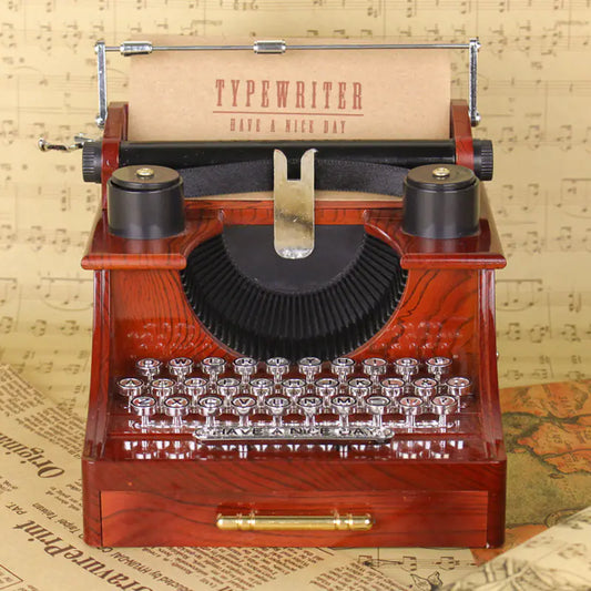 Vintage Typewriter Melody Box for Decor