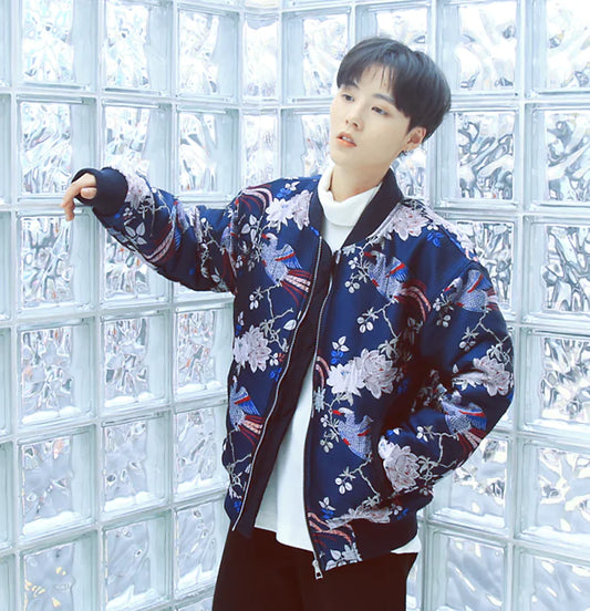 Embroidered Hip Hop Jacket - Baseball Style