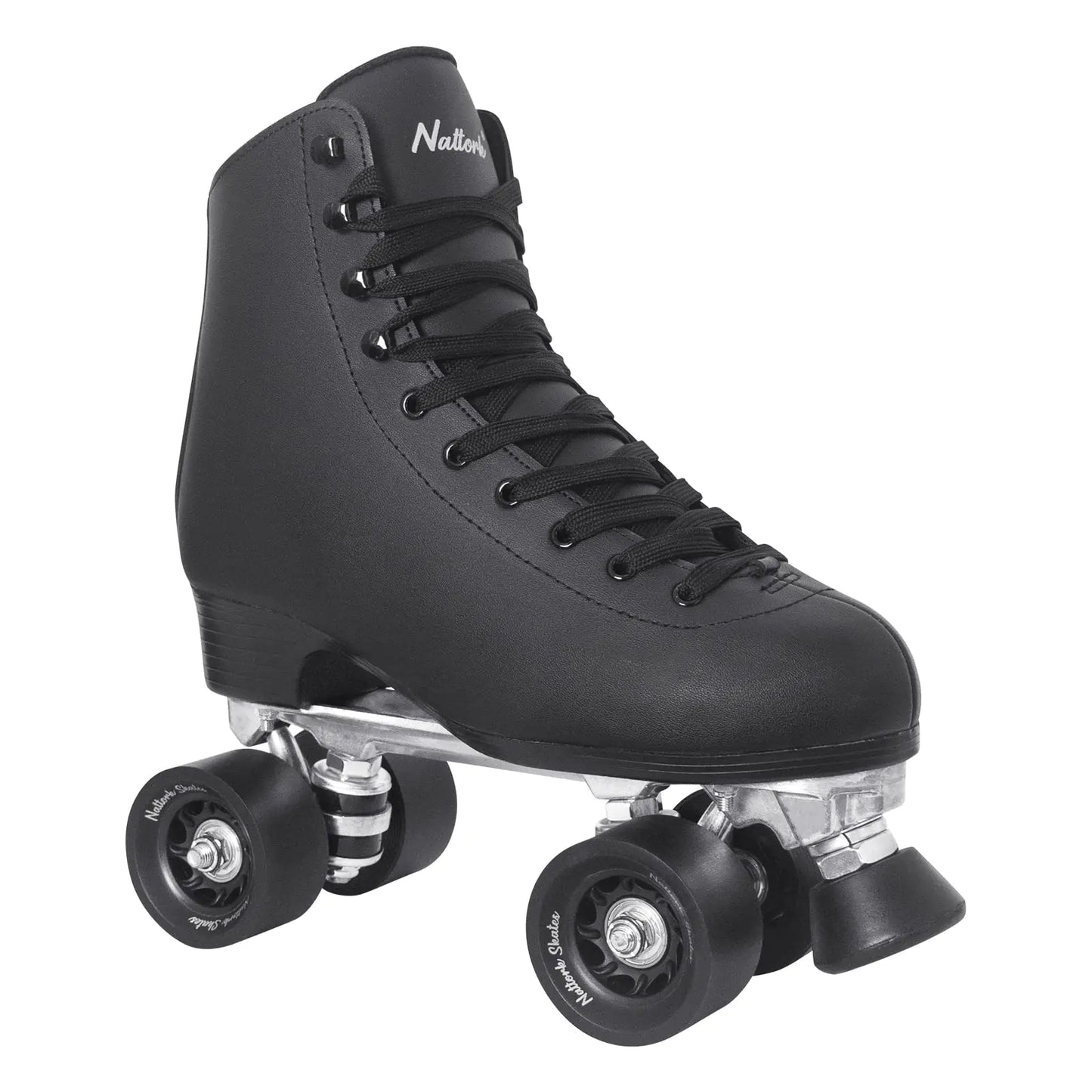 Nattork PU Leather High-top Indoor/Outdoor Quad Skates - Black