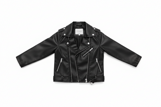 Solid Color Leather Jacket with Belt
