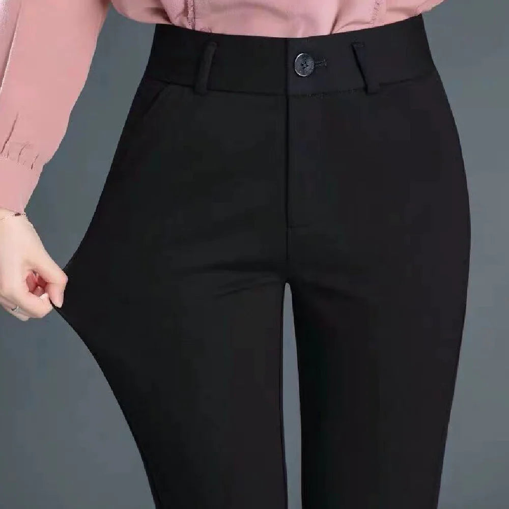 Women's Black Straight-Leg Suit Pants