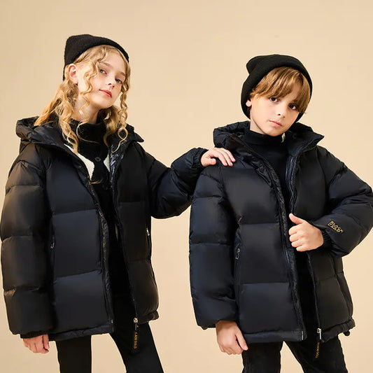 Children's Trendy Black Gold Down Jacket