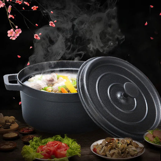 Classic 30CM Dual-Handle Cast Iron Soup Pot
