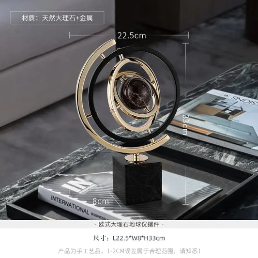 Elegant European Marble Globe Ornament