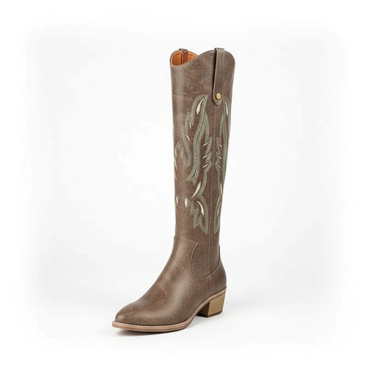 Women's Vintage Heel Embroidered Cowgirl Boots