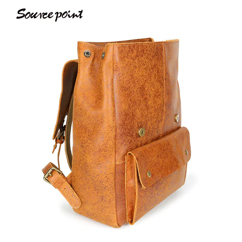 Genuine Leather College Style Backpack