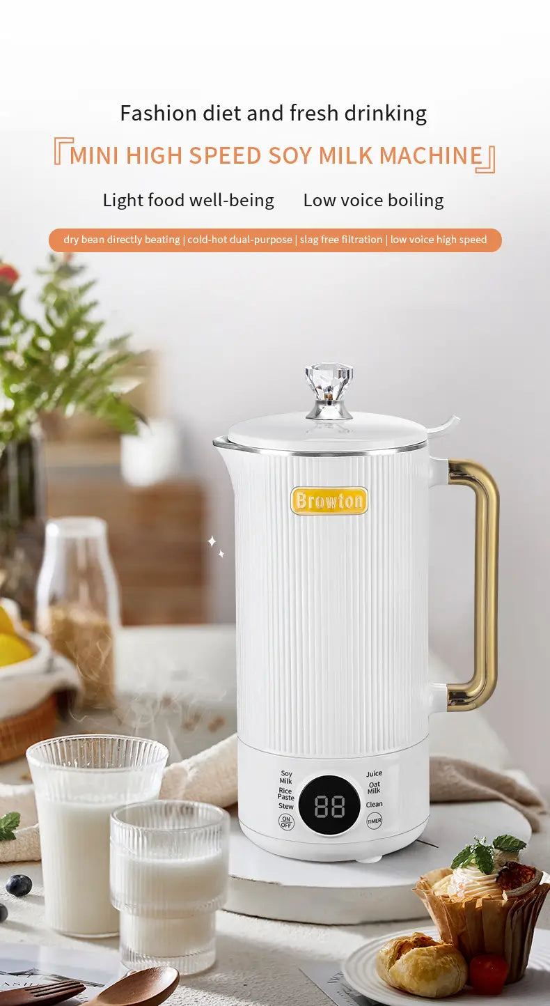 Mini Soybean Milk Maker 350ml for Oat Milk & Smoothies