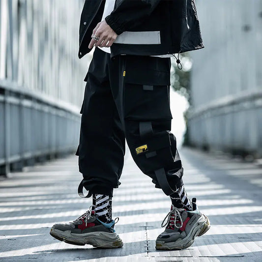 Black Paratrooper Flex Casual Pants