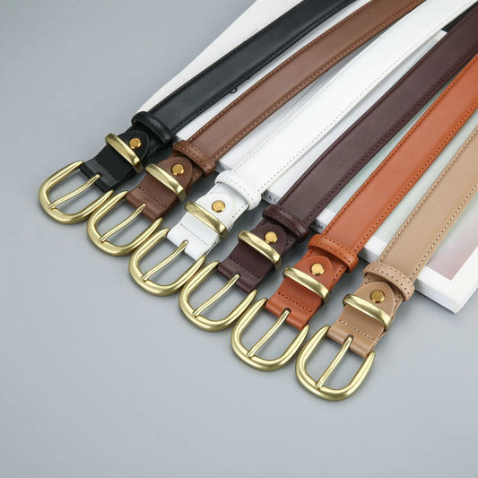 Women's Vintage Black Leather Belt for Jeans and Skirts