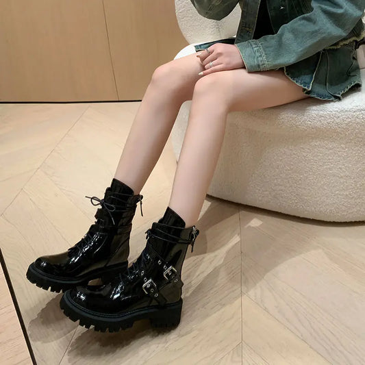 French British Style Thick Bottom Motorcycle Boots