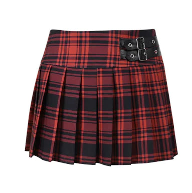 Checkered Charm Leather Skirt