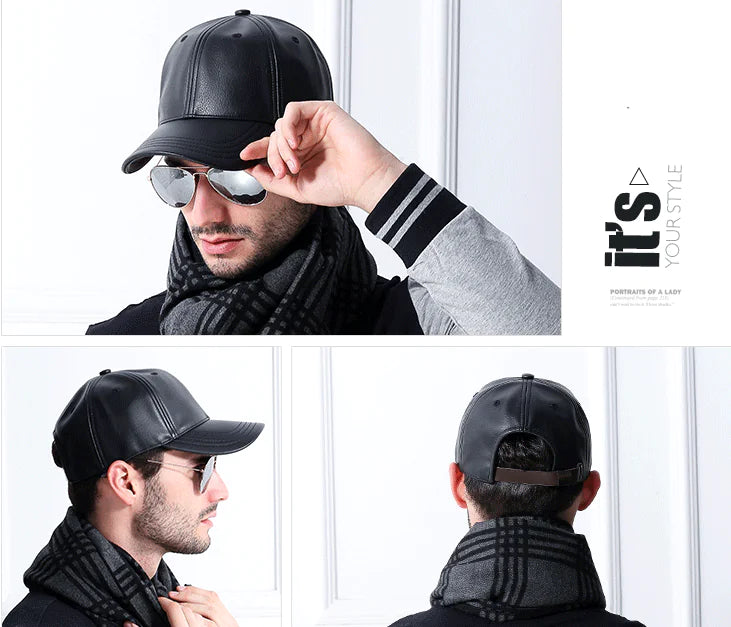 Men's Leather Baseball Cap