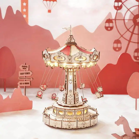 DIY 3D Wooden Puzzle - Dreamy Musical Flying Chair Carousel