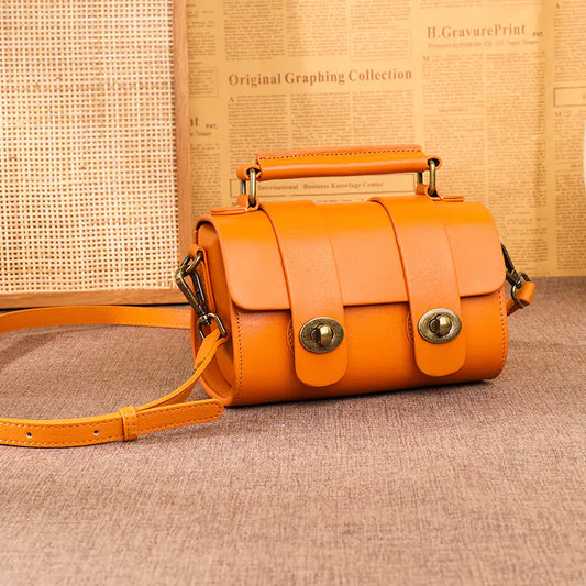 Retro Trendy Cowhide Messenger Handbag