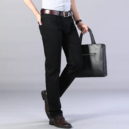 Men's Slim Fit Black Stretch Denim Trousers