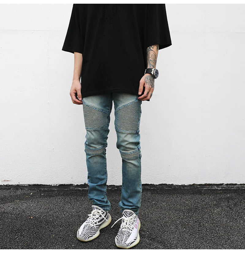 KANYE Vintage Wash Stretch Skinny Jeans for Men