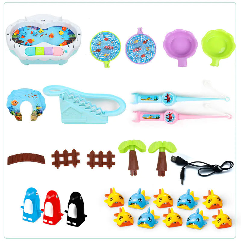 Musical Penguin Climbing Stairs Magnetic Fishing Toy