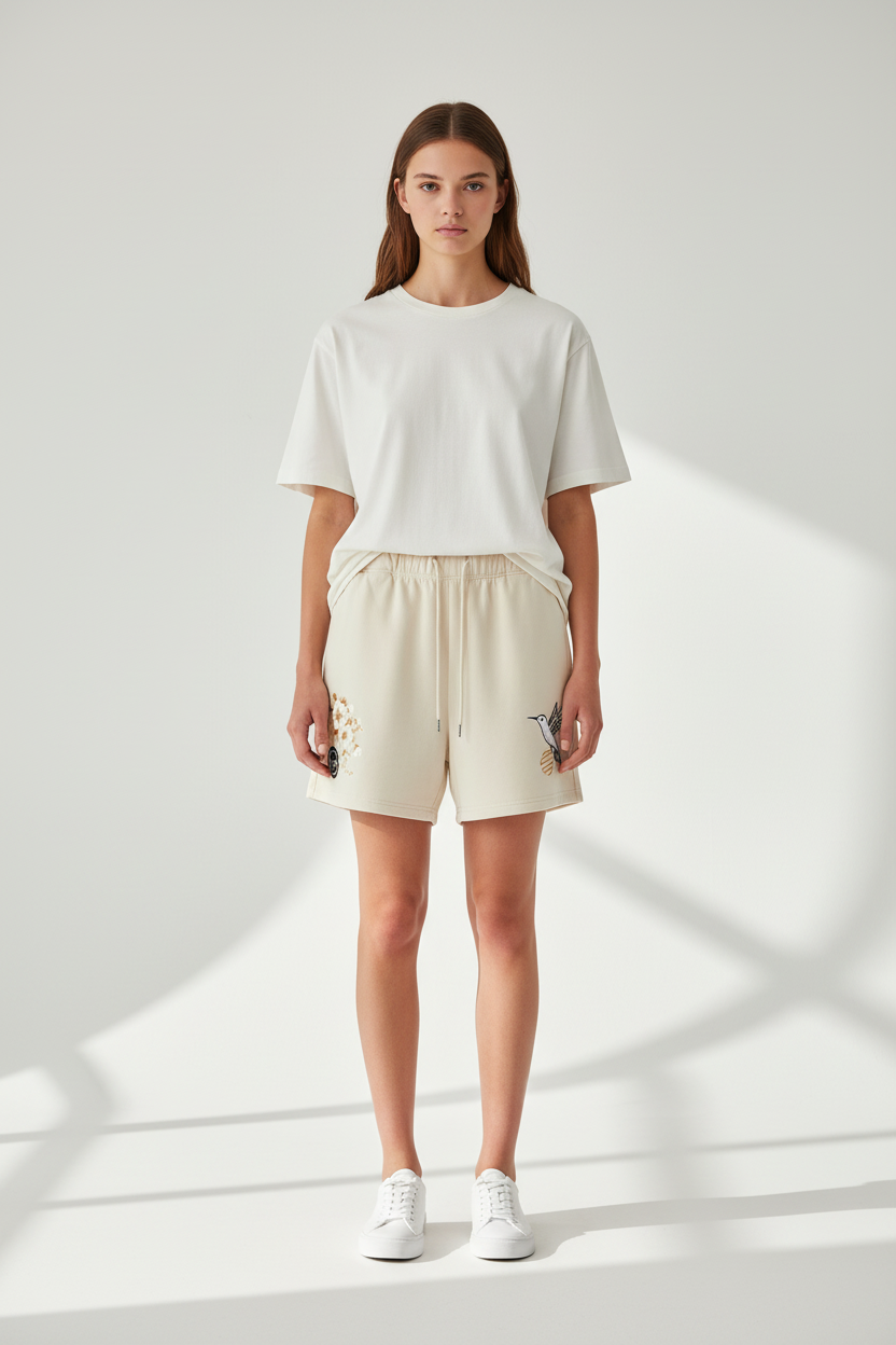 Unisex Floral Heavyweight Fleece Loose Fit Shorts