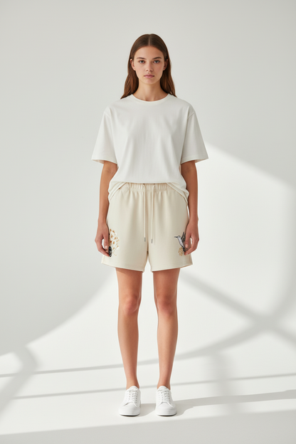 Unisex Floral Heavyweight Fleece Loose Fit Shorts