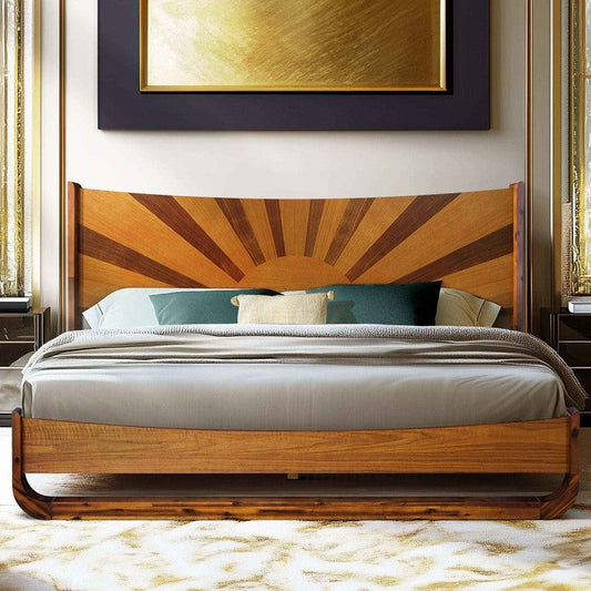 Rorns Sunset Platform Bed Frame With Headboard for Ultimate Bedroom Style