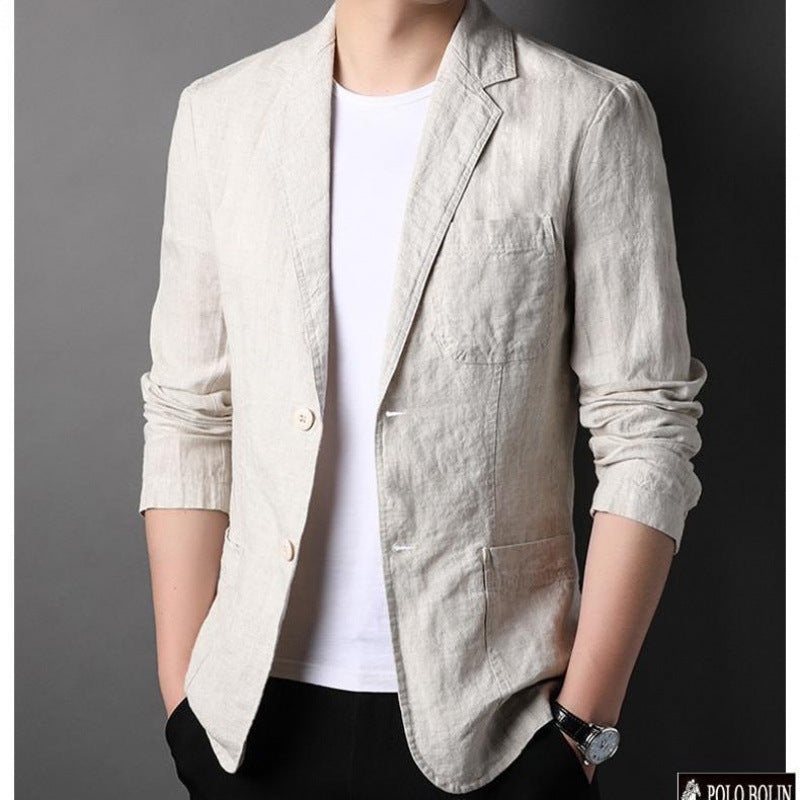 Men's Spring And Summer Thin Linen Leisure Suit