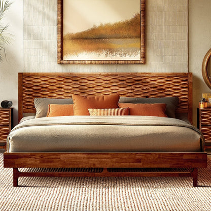 Acacia Elara Platform Bed Frame with Headboard - Stylish and Durable Design