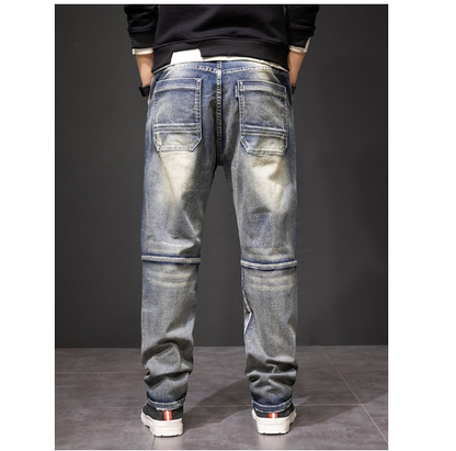 Men's Distressed Yellow Multi Pocket Work Jeans