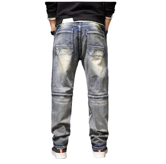 Men's Distressed Yellow Multi Pocket Work Jeans