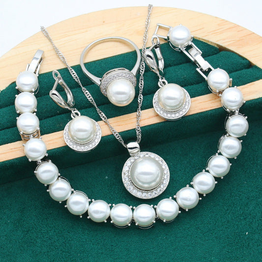 Women's Jewelry Set with Zirconia - Ring, Necklace, Earrings, Bracelet