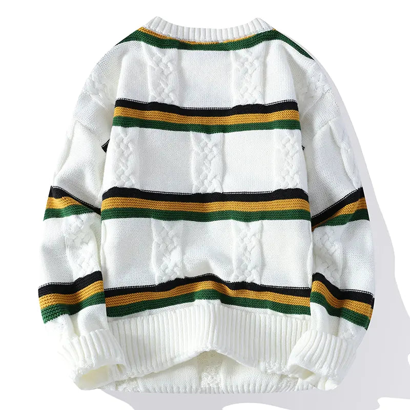 Men's High Elastic Knitted Stripe Sweater