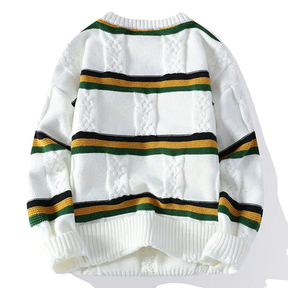 Men's High Elastic Knitted Stripe Sweater