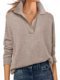 Solid Color V-neck Long Sleeve Top