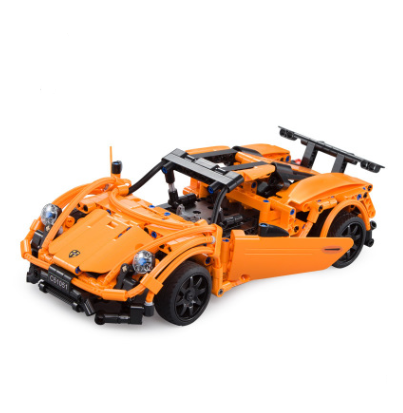 Remote Control Orange Race Car Building Toy for Kids