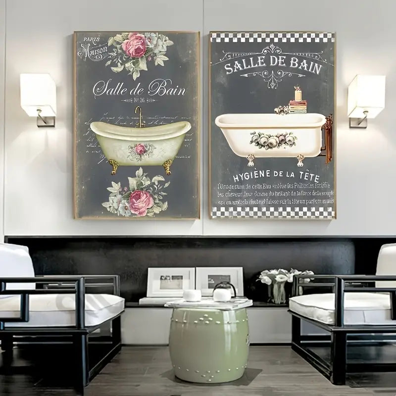 Retro Floral Bath Wall Art (1pc)