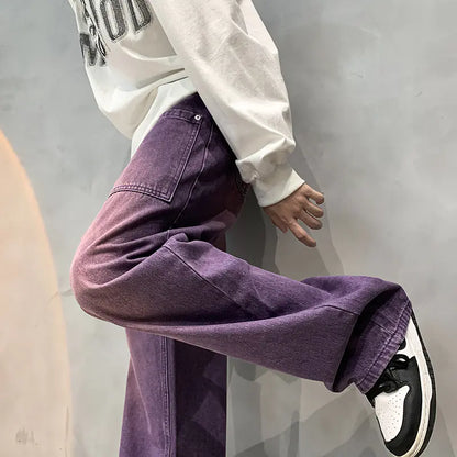Men's Purple Streetwear Jeans - Retro Hip-hop Style