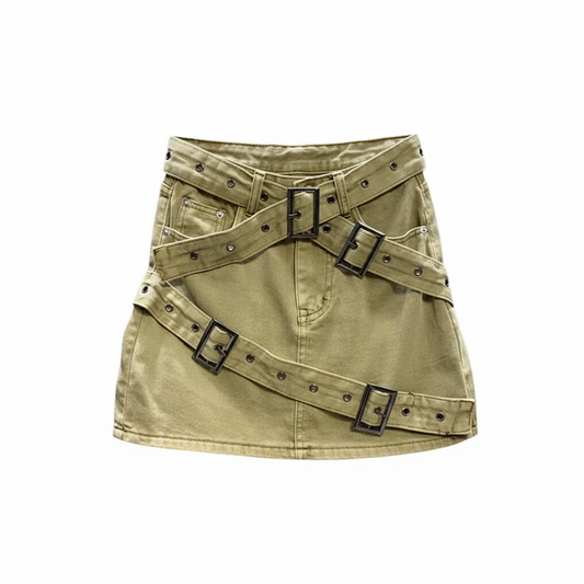 Design Denim Skirt with Straps