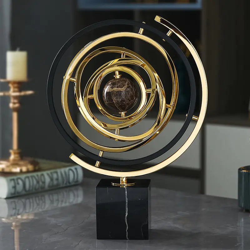 Elegant European Marble Globe Ornament
