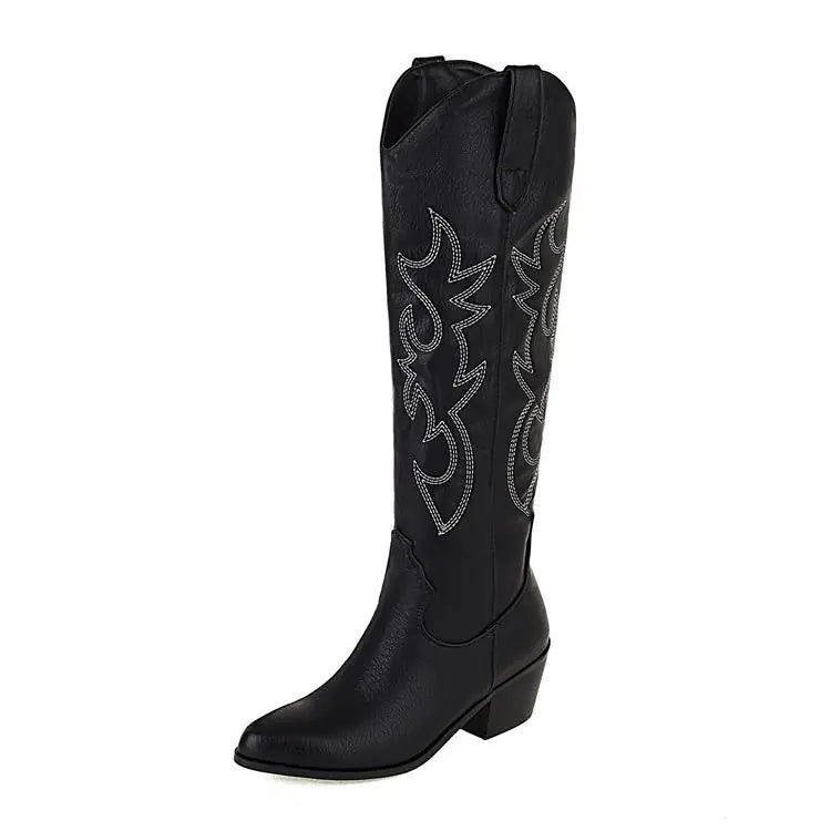 Women's Chic V-Cut Heeled Cowboy Boots
