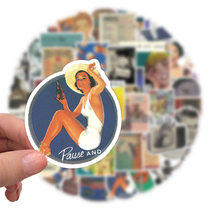 50PCS Retro Cartoon Graffiti Waterproof Stickers