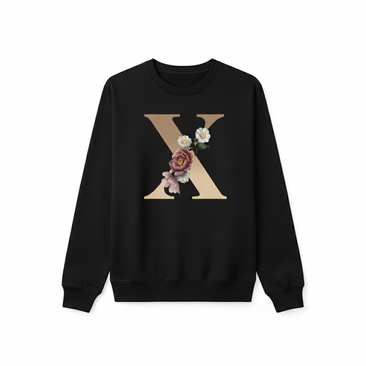 Printed Name Initial Series Black Pullover