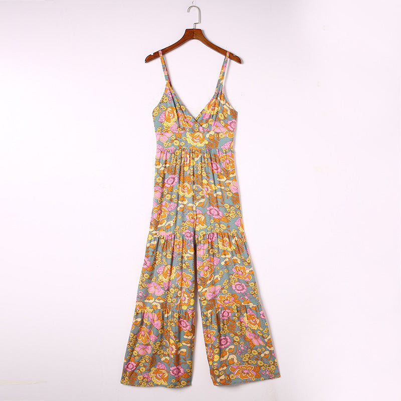 Sleeveless Spaghetti Strap V-neck Jumpsuit
