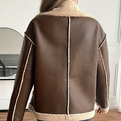 Women's Lamb Wool Locomotive Style Thick Coat