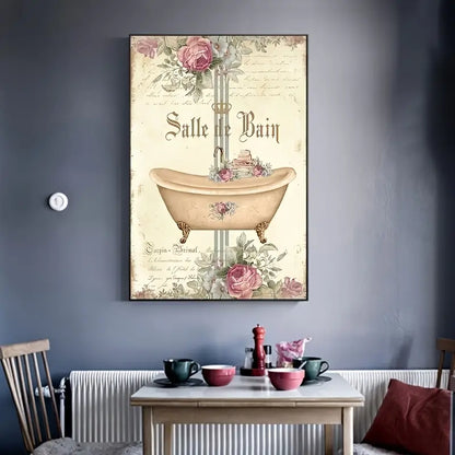Retro Floral Bath Wall Art (1pc)