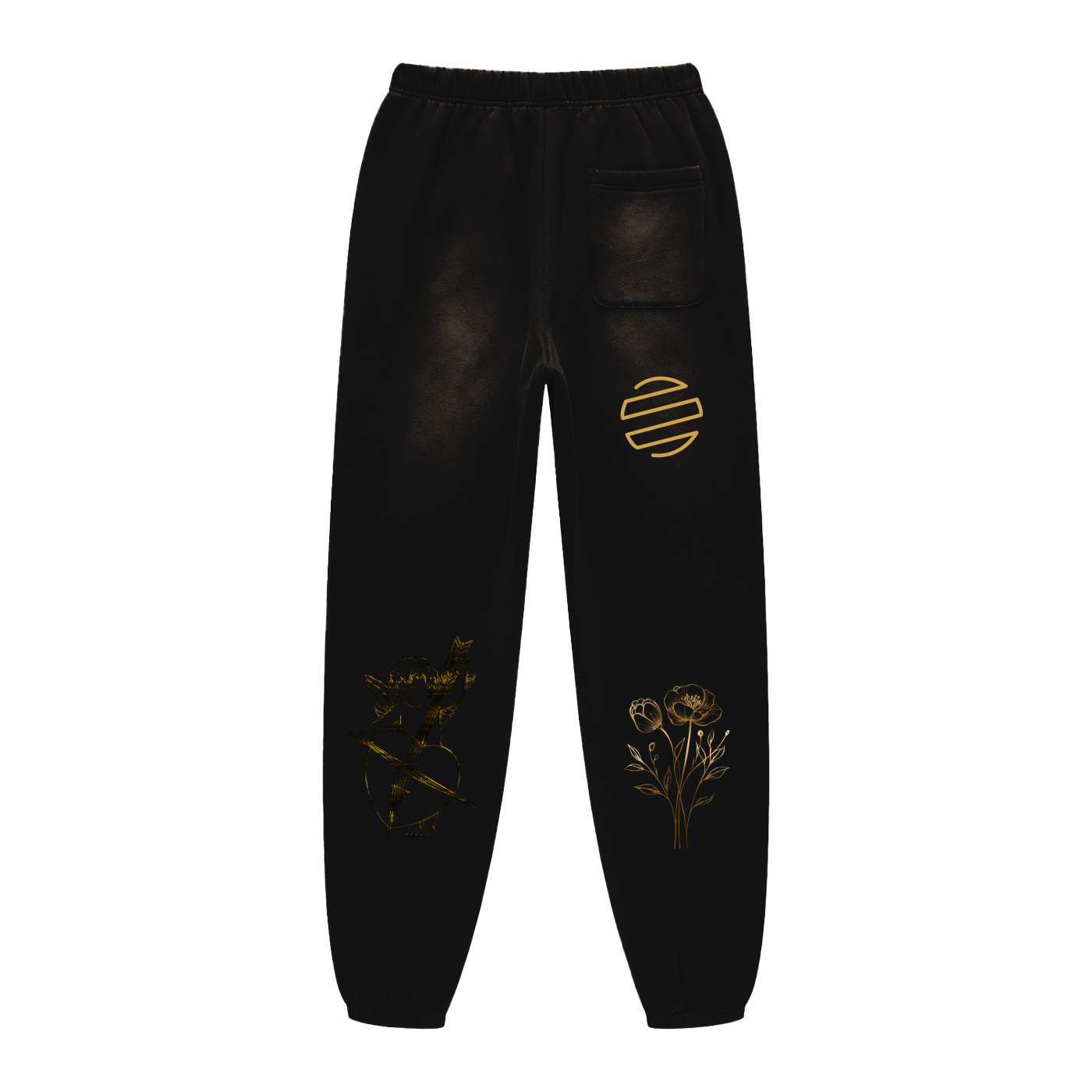 Gold Floral Sunfade Fleeced Sweatpants