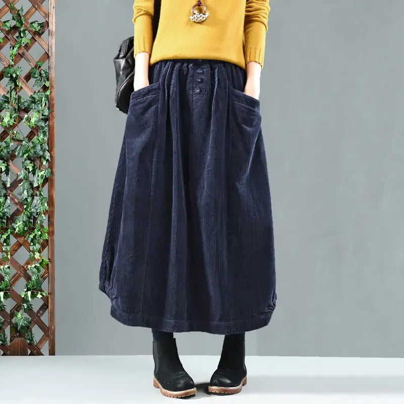 Retro Artistic Mid-Length Skirt for Women in Autumn