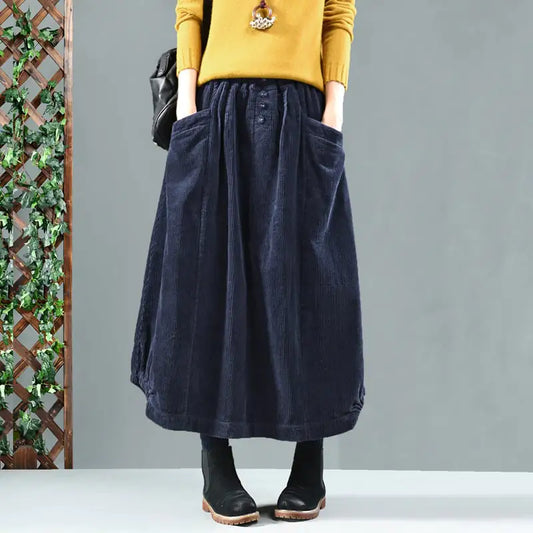 Retro Artistic Mid-Length Skirt for Women in Autumn