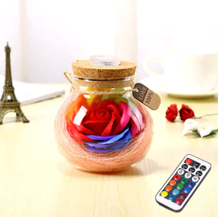 Creative Lucky Star Glass Bottle Soap Flower Night Light