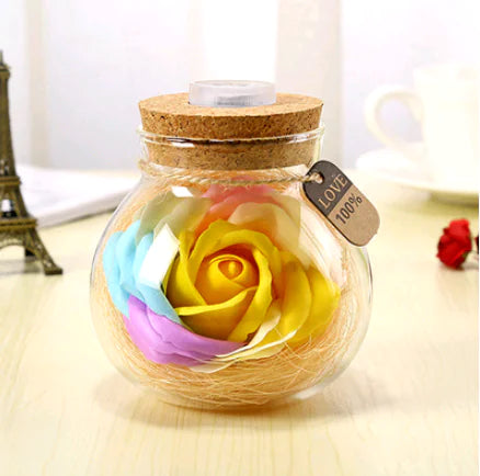 Creative Lucky Star Glass Bottle Soap Flower Night Light